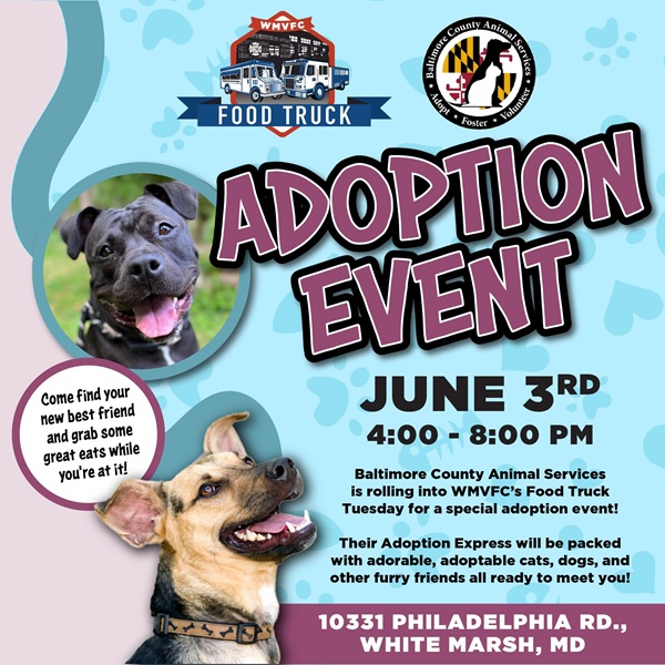 Baltimore County Animal Services WMVFC Adoption Event White Marsh 20250603