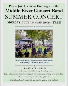 Middle River Concert Band Summer Concert 2025 Bowleys Quarters MD