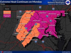 NWS Baltimore Extreme Heat Warning 20250622
