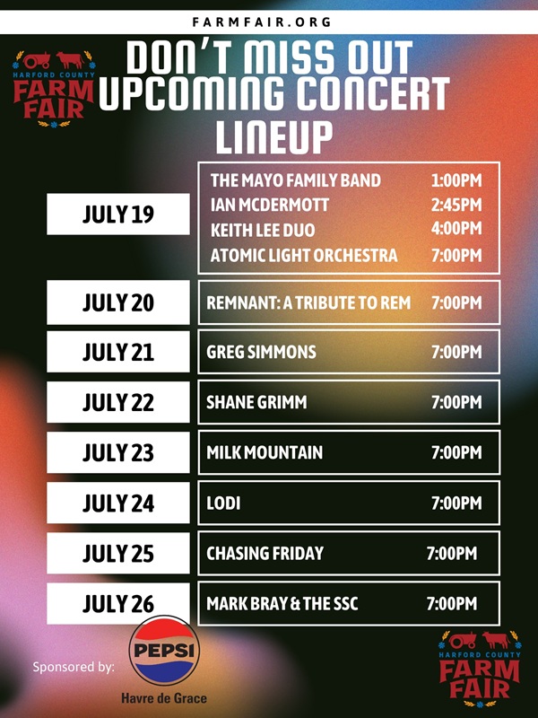 Harford County Farm Fair 2025 Music Lineup