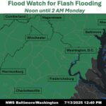 NWS Baltimore Flood Watch 20250713