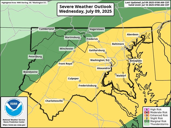 NWS Baltimore Severe Weather Probability 20250709a