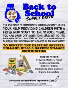 White Marsh Precinct 2025 School Supply Drive